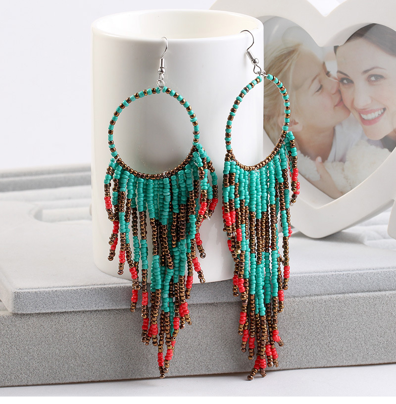 Kymyad Bohemian Multicolor Beads Tassel Earrings For Women Handmade Boho Ear Vintage Jewelry Long Big Statement Earrings 2022