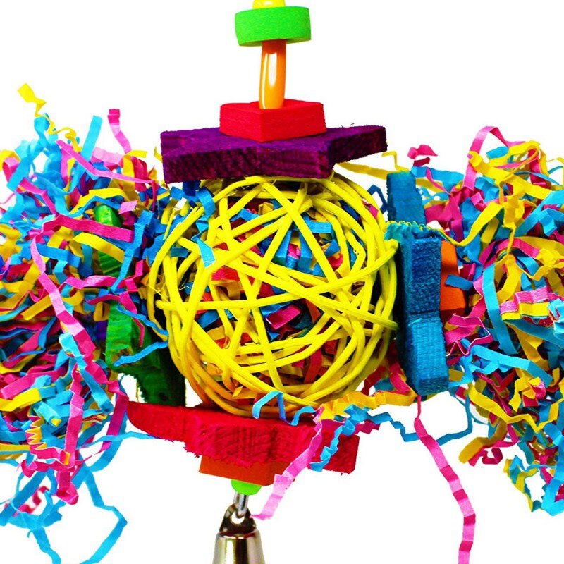 Juguetes Para aves caseras, juguetes para mascotas, loro, juguetes para masticar, estrella de cinco puntas, Bola de ratán Natural, juguete, jaula para pájaros, suministros de decoración de Color al azar