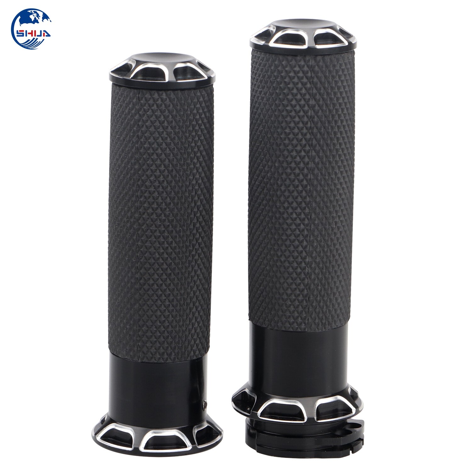 Billet Aluminium Rubber Zwart 1 "Stuur Hand Grips Voor Harley Touring Road King Dyna Fat Bob Softail Sportster Xl 1200