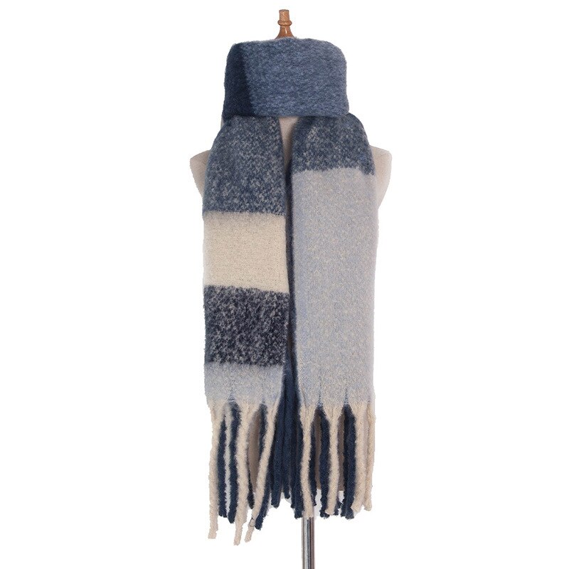 Moda barato grande xadrez cachecol inverno marca de luxo caxemira quente cachecóis feminino 2019 xale com borlas bufandas hombre: Prata