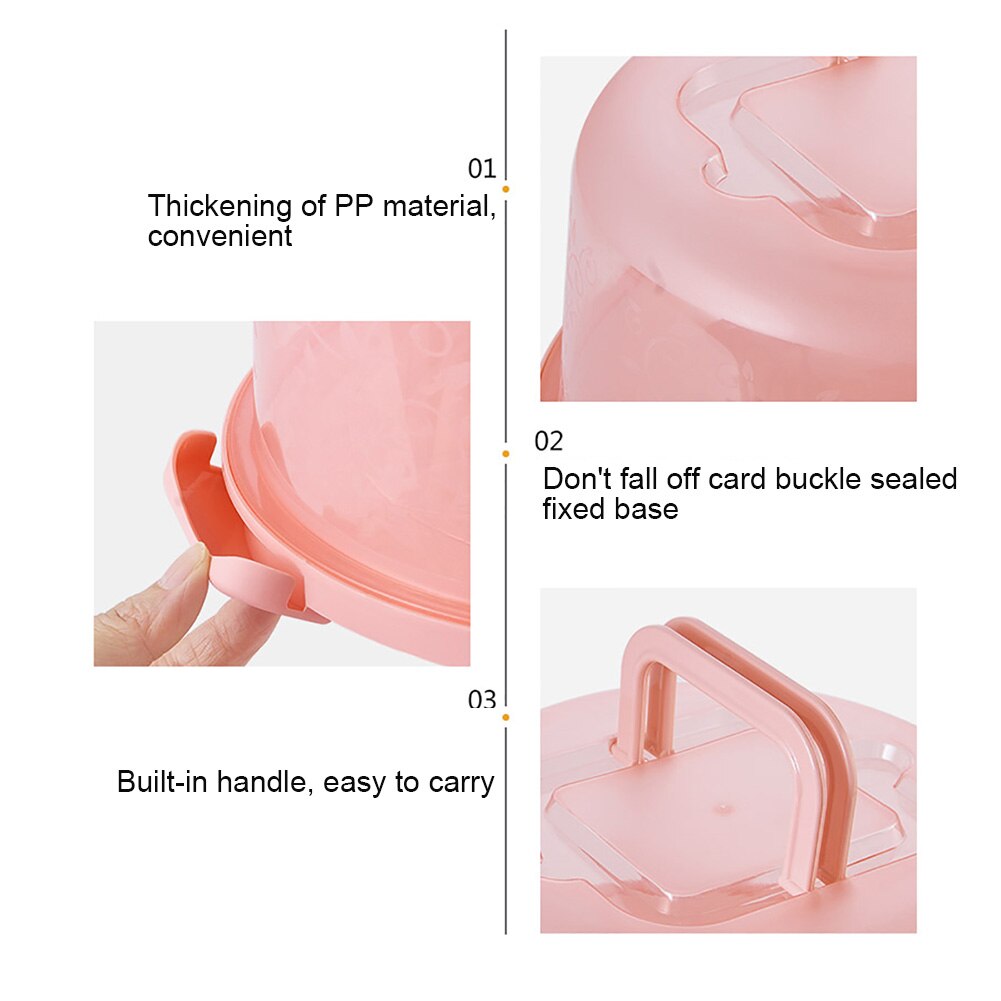 Portable Cake Storage Box Round Birthday Wedding Kitchen Baking Container Holder