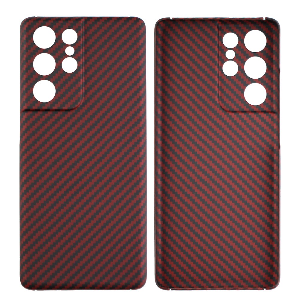 YTF-carbon carbon fiber phone Case For Samsung Galaxy S21 Ultra Ultra-thin Anti-fall business cover Galaxy S21 puls shell: S21 / Red (Fine hole)