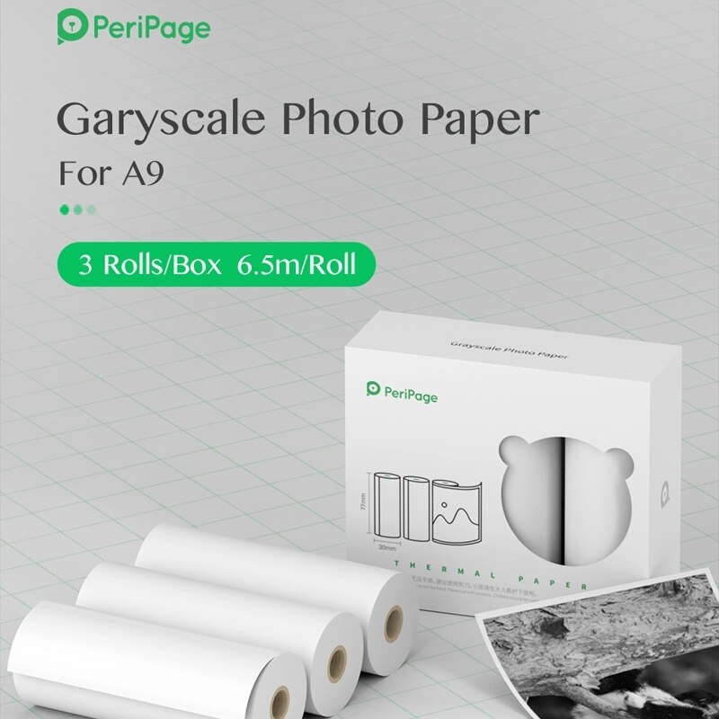 Peripage  a9 mini bærbar termisk skriver lomme foto termisk skriver 58mm utskrift trådløs bluetooth android ios skrivere: Hvit