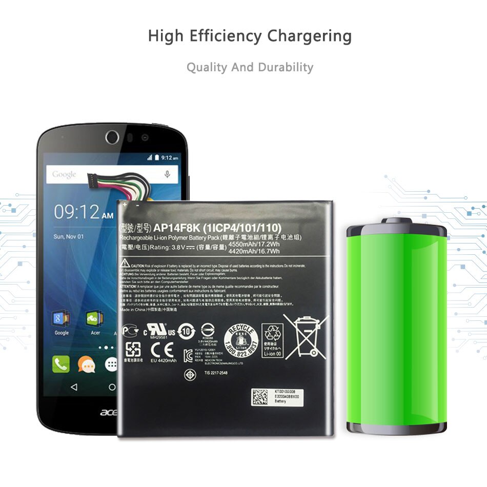 Tablette Batterie Für Acer Iconia Tab A1-850 B1-810 B1-820 B1-830 W1-810 4550mAh AP14F8K mit Spur Code