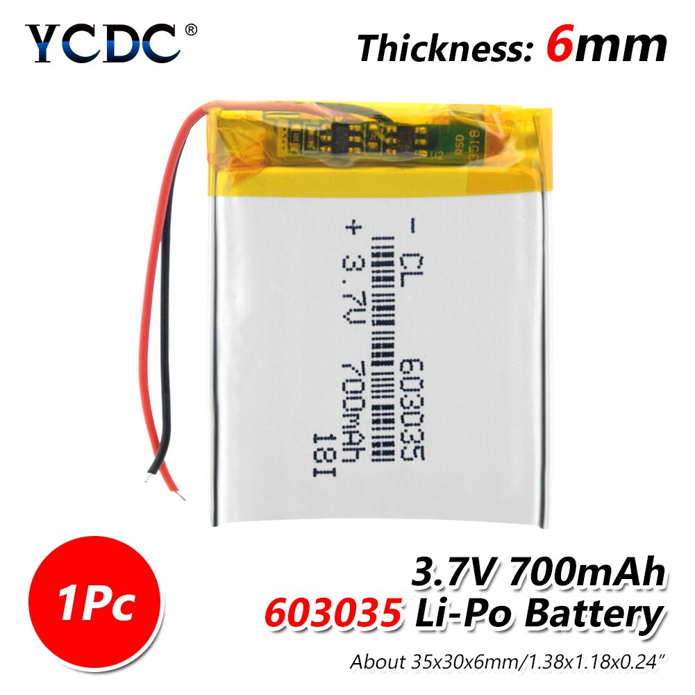 1/2/4 3.7v 603035 Li-po Battery Rechargeable Lithium Polymer Battery PCB Charge Protected Li-polymer Batteries Long Lifespan: 1 piece