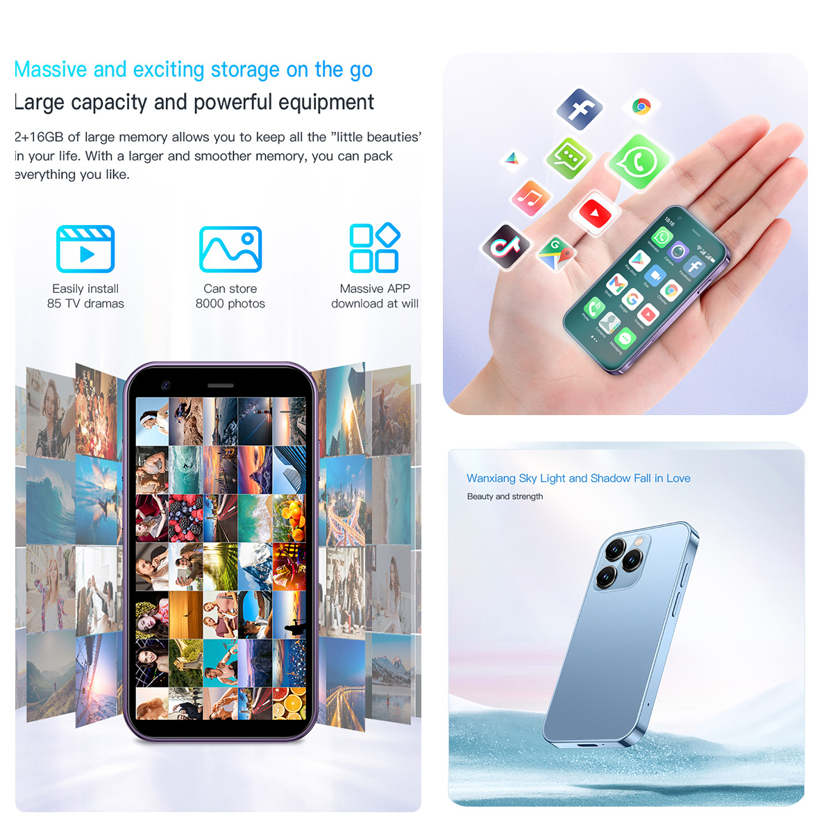 SOYES XS15 Mini-Smartphone – 3,0 Zoll | Dual-SIM | 2+16 GB | Google Play | 3G-Netzwerk | Ultra tragbares Backup-Telefon für Kinder