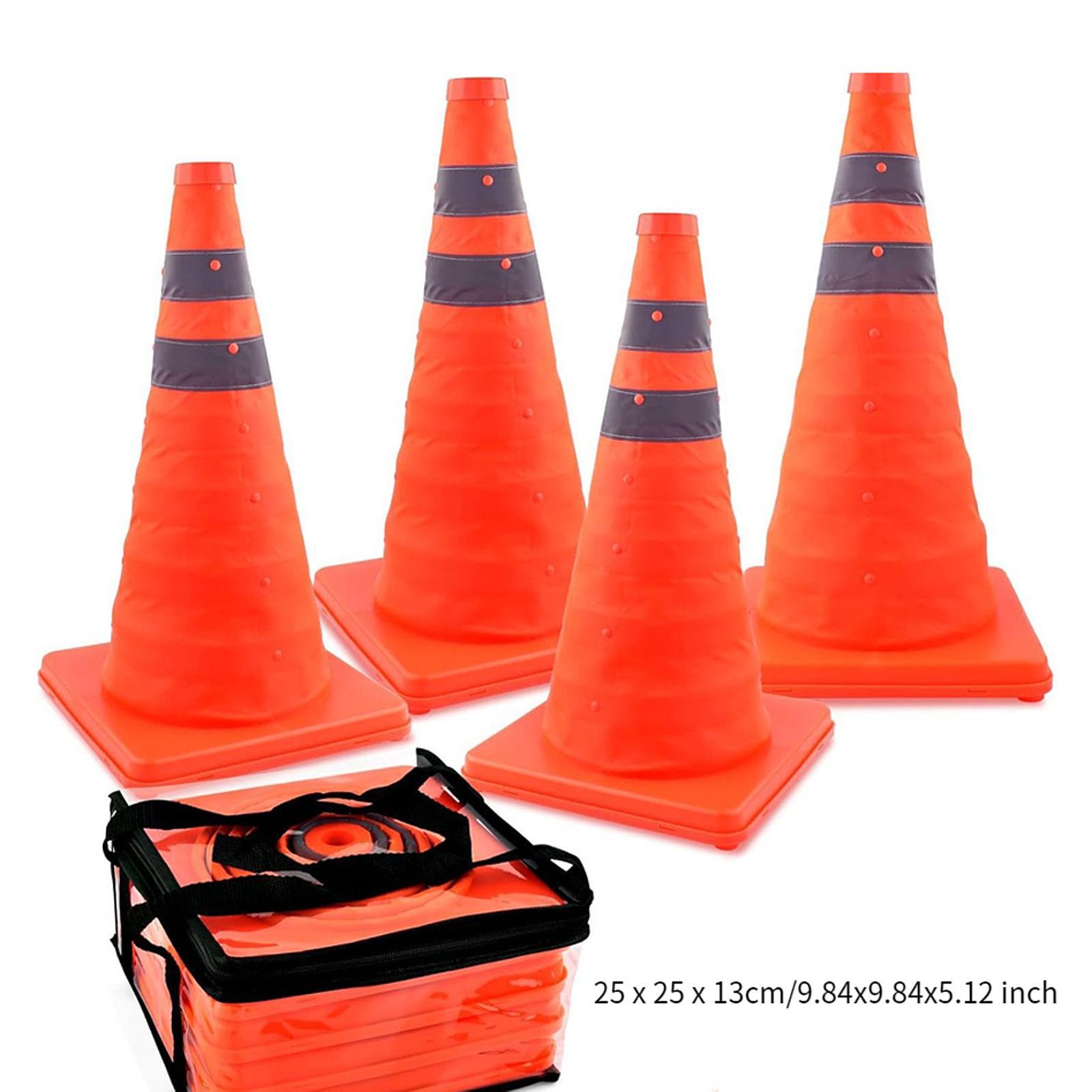 4 stuks 18 inch telescopische reflecterende verkeerskegels, opklapbare kegels, multifunctioneel, oranje
