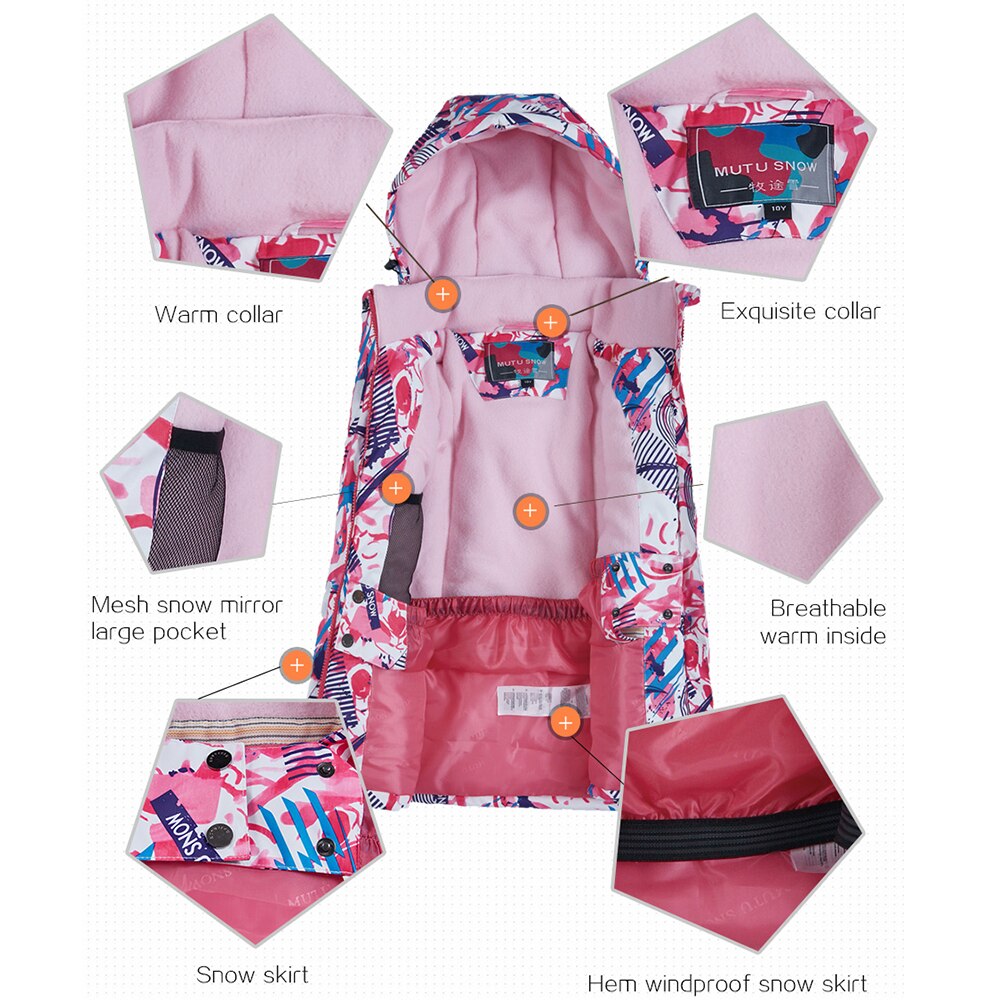 Chaqueta de Snowboard para niñas, marcas de invierno, , impermeable, resistente al viento, gruesa, muy cálidas, abrigo de nieve de 30 grados, chaqueta de esquí para niños