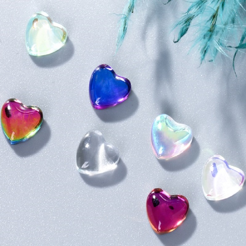 10Pcs 8mm Heart Rhinestone Flat Stones For Manicure Glitter Nail Jewelry Heart Nail Art Kawaii Nail Decoration Korean Nail Parts