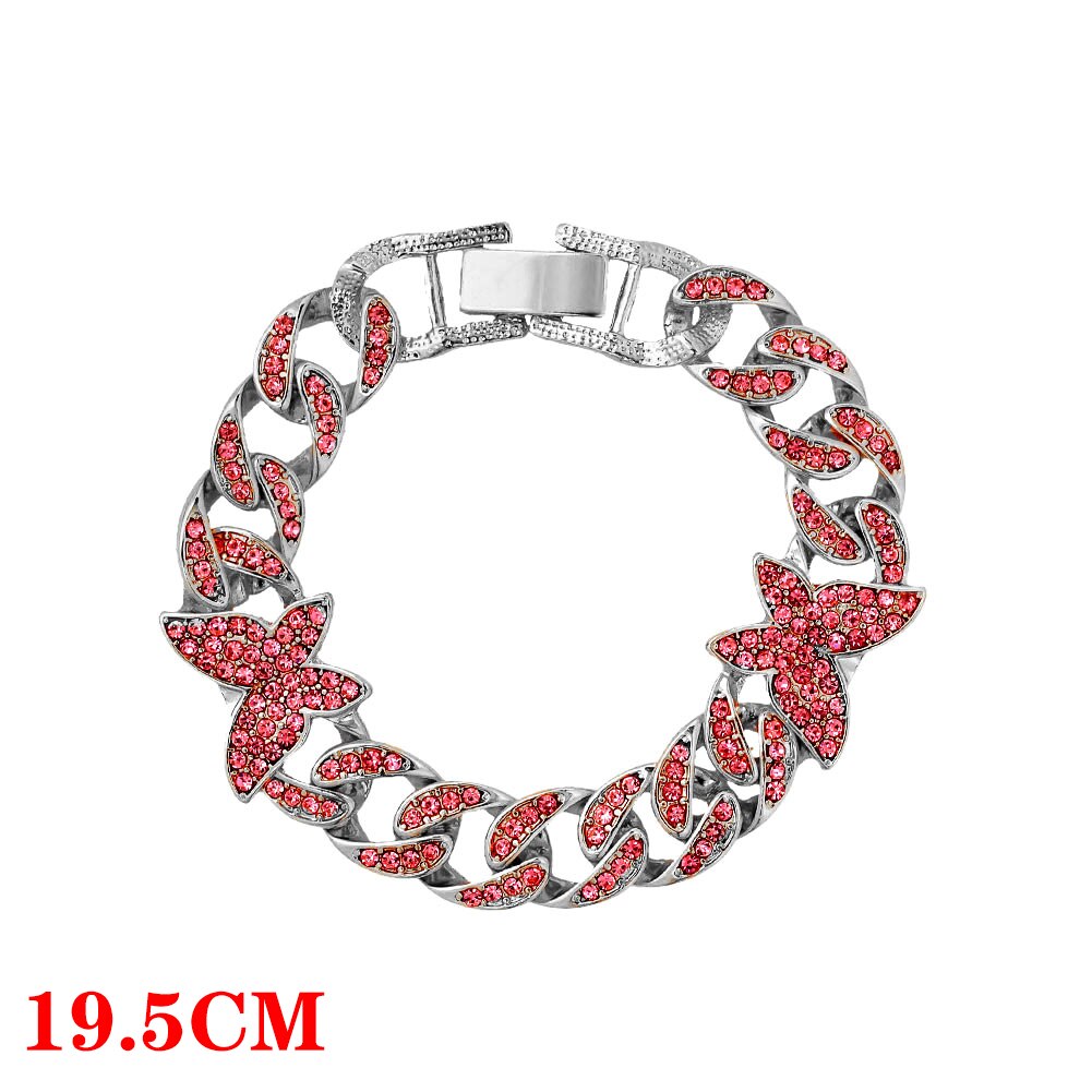Miami Cuban Bracelets Anklet For Women Bling Full Rhinestone Paved Link Iced Out Hand Chain Jewelry Accessories: C008204RR