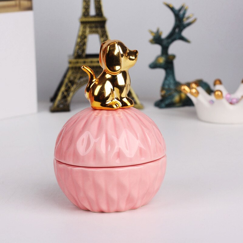 Nordique céramique boîte à bijoux scellé Animal stockage pot bonbons réservoir conteneur boucle d'oreille collier avec couvercle de mariage décoration de la maison: 13