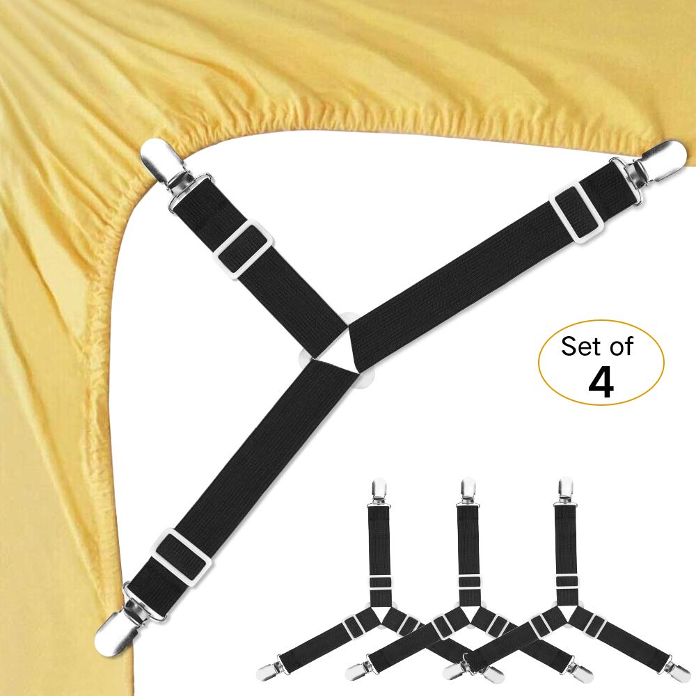 Clips ajustables para sábanas de cama, sujetadores elásticos para sábanas, tirantes para colchón, almohadilla de esquina, 4 Uds.