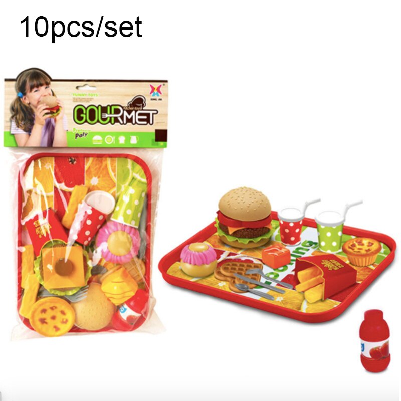 Jouets éducatifs de cuisine, nourriture artificielle pour enfant, ensemble de jeux de simulation, hamburger, dog, frites, fast food, restauration rapide,: 10pcs