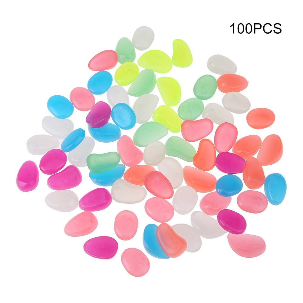 100pcs Glow In The Dark Luminous Pebbles Stones for Wedding Party Event Supplies Gardening Swimming Pool Bar Decoration Rocks