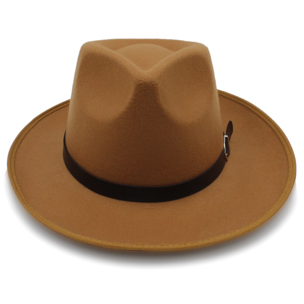 Mannen Vrouwen Wollen Panama Hoeden Brede Rand Fedora Caps Trilby Zonnehoed Klassieke Retro Party Street Style Travel Size Us 7 1/4 Uk L: Khaki