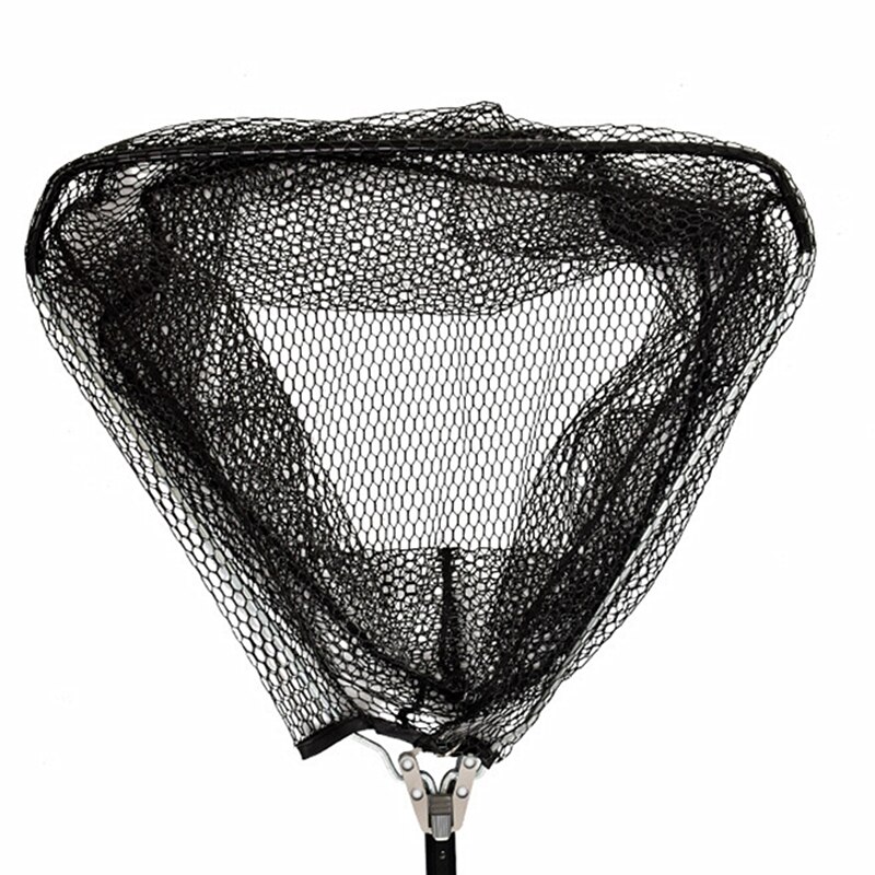 100cm Folding Fishing Net Aluminum Alloy Triangular Landing Net Telescoping Pole Rubber Dip Network