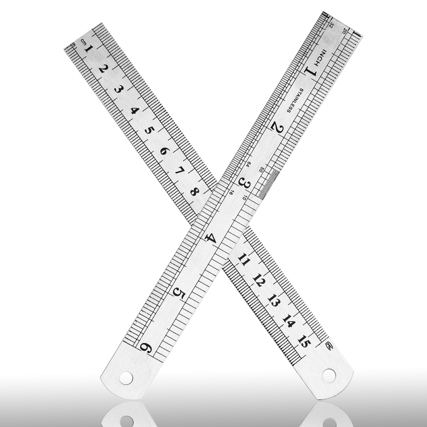 1PC Standard Ruler 15cm 6 Inch Stainless Steel Straight Ruler Double Sided Measuring Sewing Ruler Office School Accessories