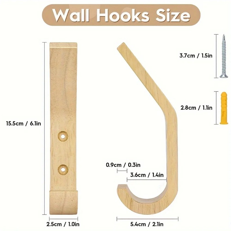 Exquisito gancho de madera para abrigos, gancho de pared, decoración de gancho de roble natural, organizador de pared de madera retro, gancho para colgar en la pared resistente