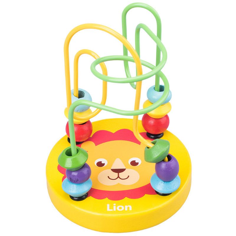 Educational Math Toy Wooden mini Circles Bead Wire Maze Roller Coaster Abacus Puzzle toys For Kids Boy Girl