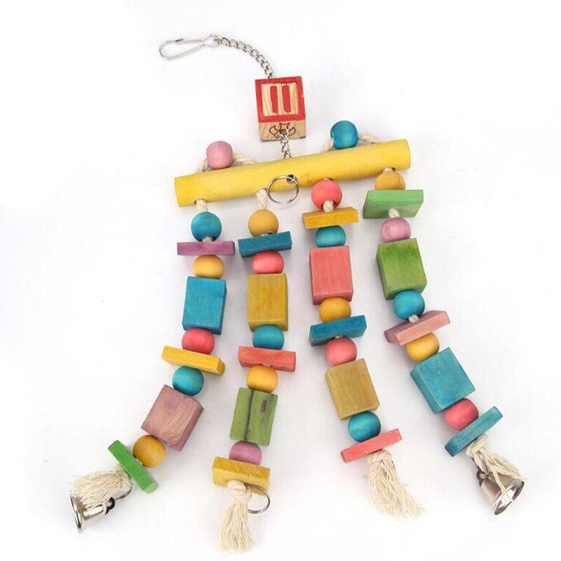 Flerfarvet træstige gynge motion regnbue parakit stige hamster legetøj perler papegøje fugle legetøj