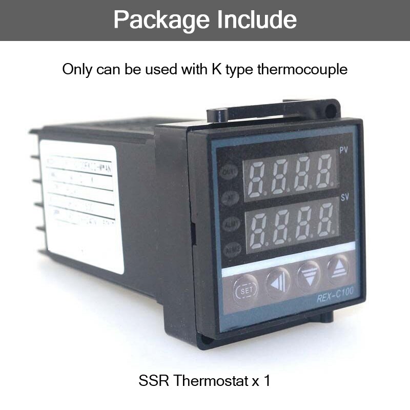 Ketotek Dual Digital PID Temperature Controller Thermostat REX-C100 thermocouple K SSR 40A SSR-40DA 110V 220V Programmable: SET 1