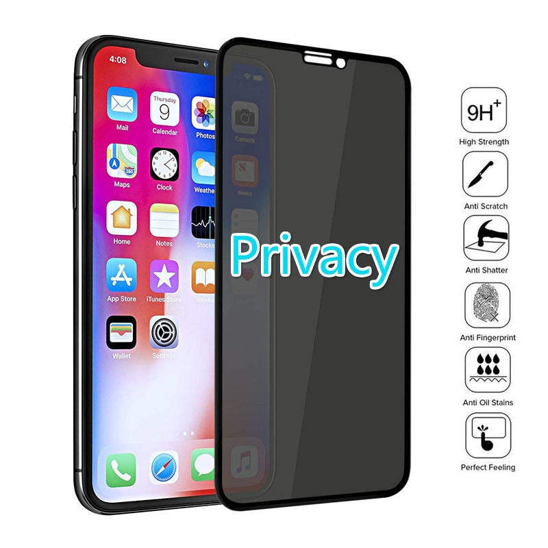 Anti spy Phone Glass For iPhone 12 11 Pro Max Mini X XS MAX 6 6S SE Privacy Screen Protector For iPhone XR 7 8 Plus black Glass