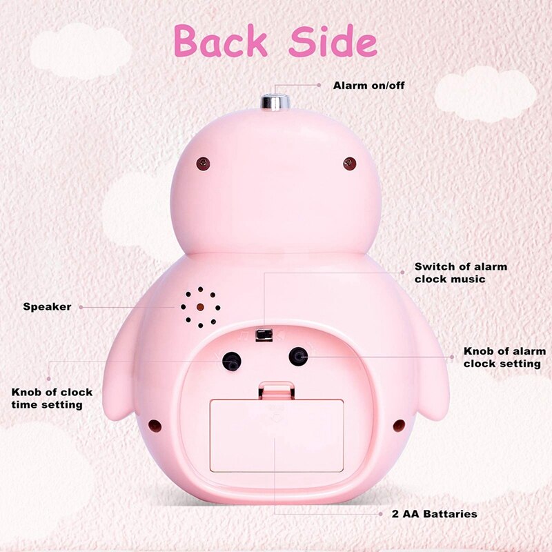 ! Kids Alarm Clock, Penguin Snooze Night Light Loud Alarm Clock, 2 Mode Music , Silent Battery Operated Alarm Clock