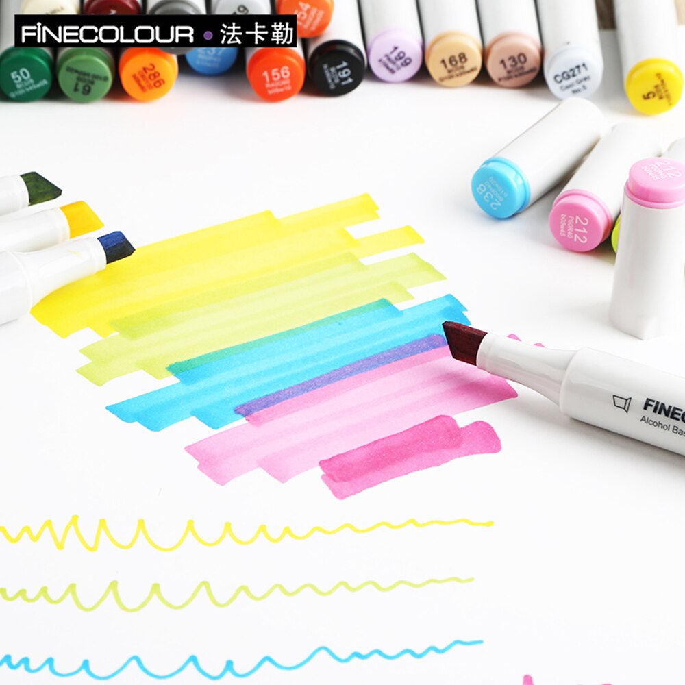 Finecolour EF101 rotuladores de tinta con base de Alcohol de doble cabeza, para dibujar Manga, rotulador artístico barato, 2/3 colores, 1/160 Uds.