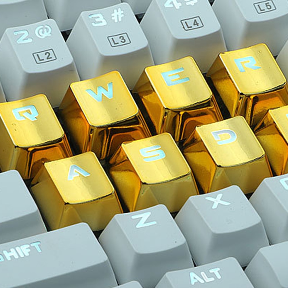 12Pcs/Set PET Electroplating Gaming Keyboard Key Caps Replacement Button Set Keyboards Computer Accessories Electroplating