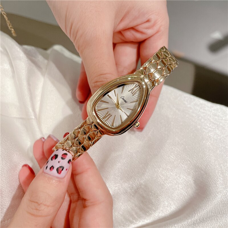 Armbånd dame quartz ur slange hoved form urskive meget smuk guld dame ure første valg  a512: Guld