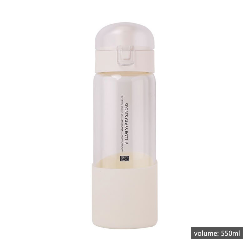 550ml glas vandflaske med infuser høj kapacitet te drikke kedel tumbler bærbar sport rejse protein shaker drinkware: Hvid