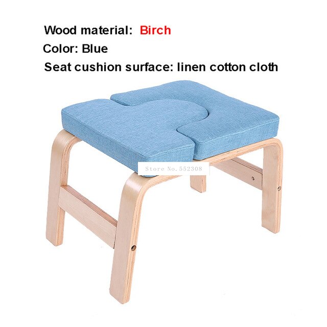 Banco de mano invertido de madera para Yoga, soporte auxiliar de entrenamiento, silla para el hogar, Mini banco de Fitness: Azul
