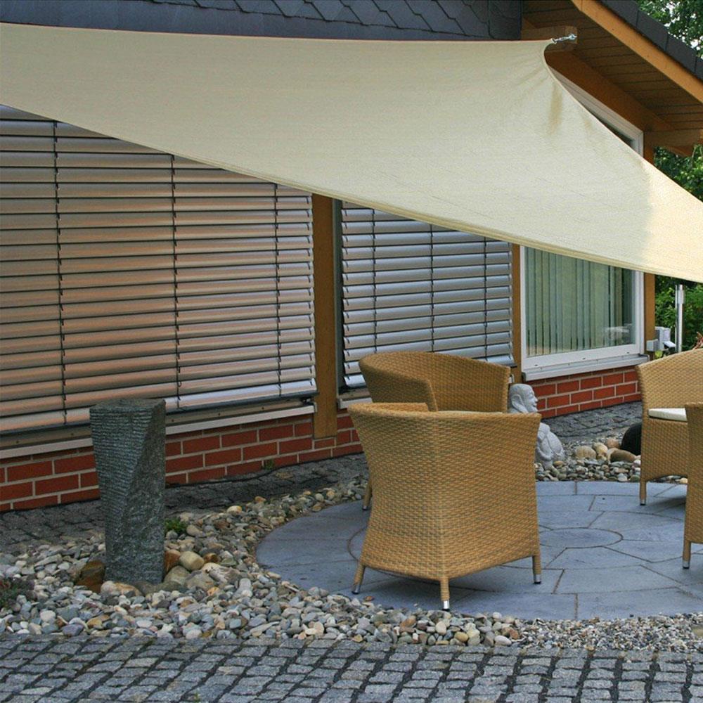 Tela de poliéster para acampar, toldo de vela para sombra, cenador, duradero, práctico, impermeable, a prueba de humedad, portátil para viajes: beige