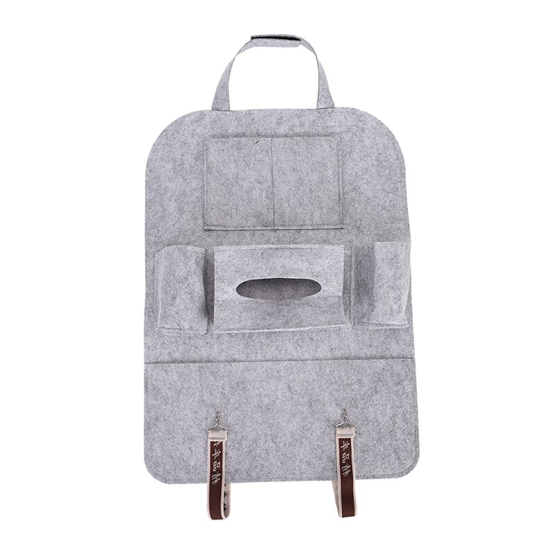 Auto Car Seat Back Multi-Pocket Felt Storage Bag Organizer Holder Accessory storage water bottle, magazine, cup, food, etc.: Light Grey