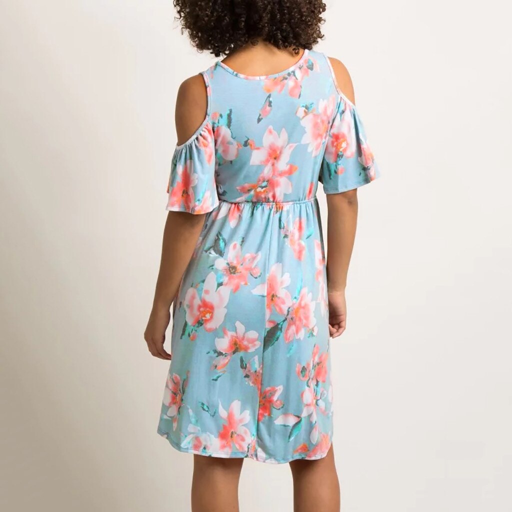Pregnancy Dress Women's Floral Print O-Neck Short-Sleeve Dresses Robe Grossesse Maternity Dress Photography Dress Pregnant S-2XL