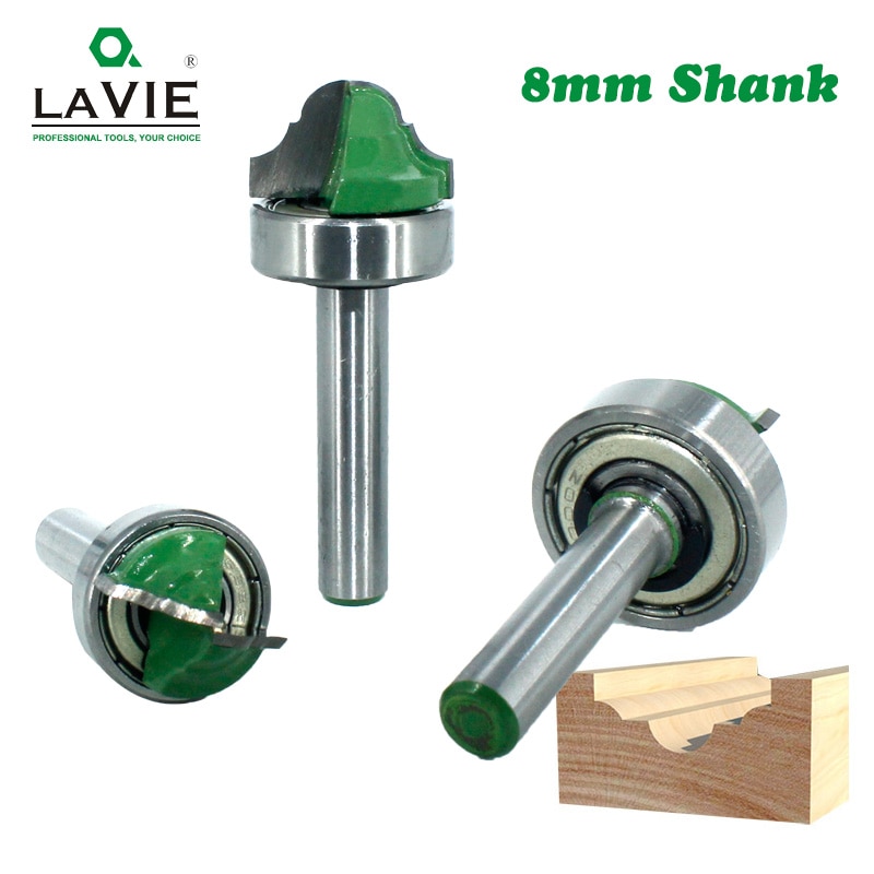 Lavie 1pc 8mm skaft leje skaft dobbelt romersk ogee kantfræser bit fræser til træ træ line kniv hobbing  mc02100