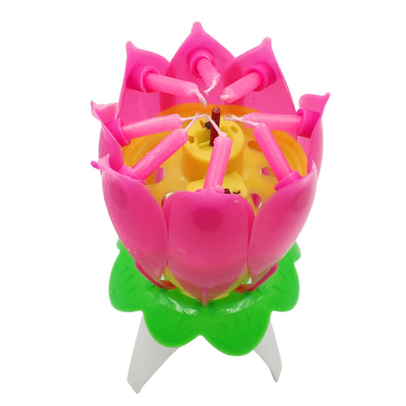 Korte Romantische Muzikale Kaars Lotus Bloem Party Art Gelukkige Verjaardag Kaars Lights Party Diy Taart Decoratie Voor Kids: Default Title