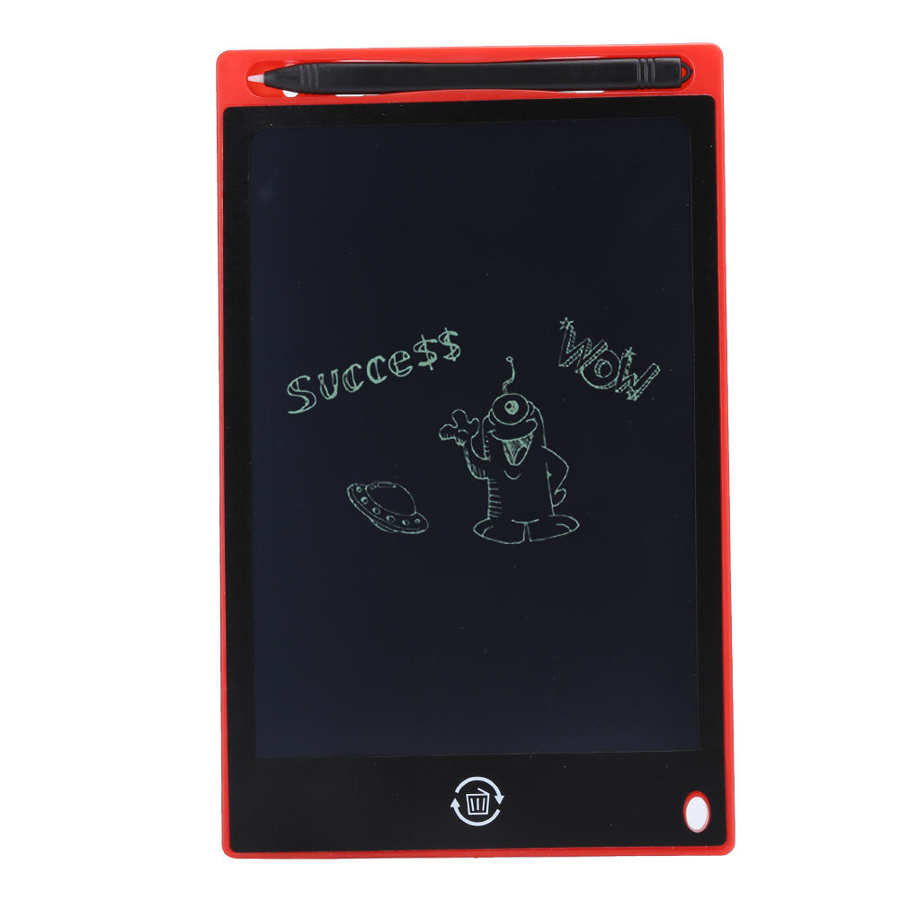 8.5inch LCD Writing Board Light-Energy Bright Thick Handwriting Children Graffiti Drawing Board One-click erasing with pen: Red