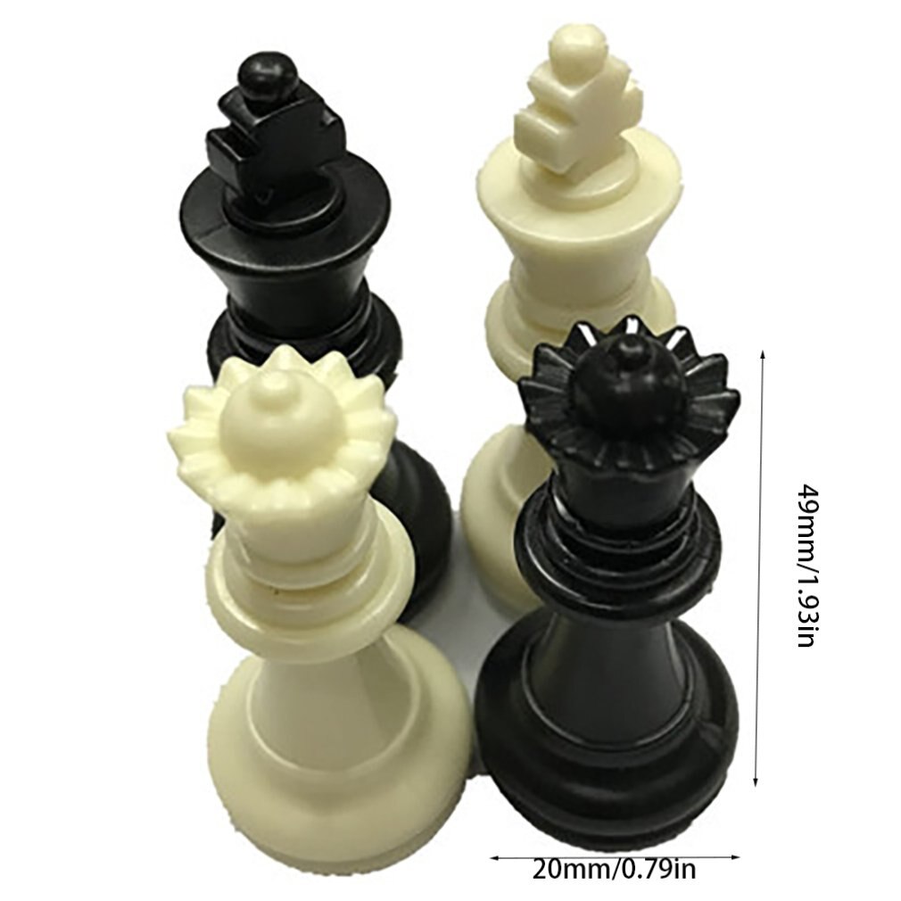 Medieval Chess Pieces/Plastic Complete Chessmen International Word Chess Game Entertainment Black&White