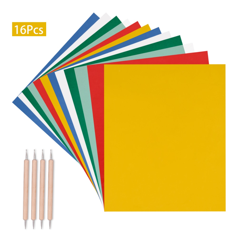 DIY Home Sewing Paint Kit Embroidery Patterns Transfer Tracing Paper Cross Stitch Drawing + Embossing Stylus for Cloth Canvas