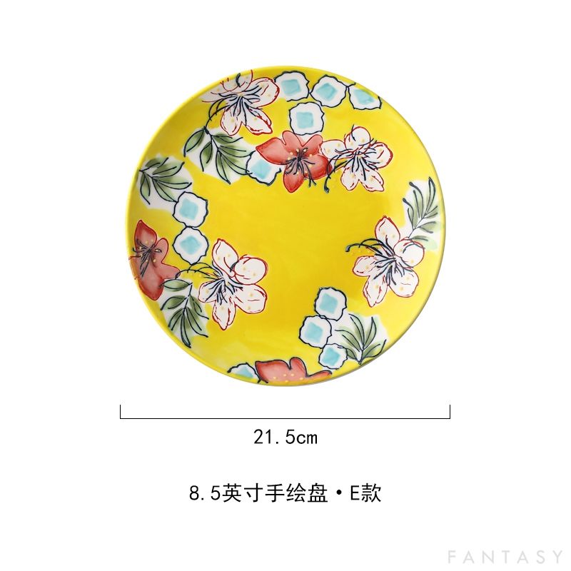 Foreign Trade Authentic Tableware Hand-Painted Relief Glazed Plate High-End Kitchen Plate Salad Steak Plate Sushi Plate: Silver