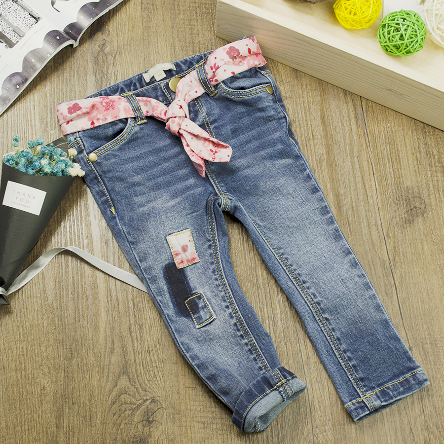 Bebé recién nacido niñas pantalones vaqueros de invierno algodón cálido niño Bebe niñas pantalones vaqueros elásticos con cinturón ropa de bebé niña