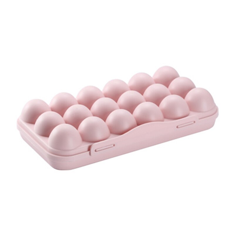Household Kitchen Fresh-keeping Egg Storage Tray Eggs Dispenser Egg Storage Box with Lid Buckle Type: Pink - 18 grids