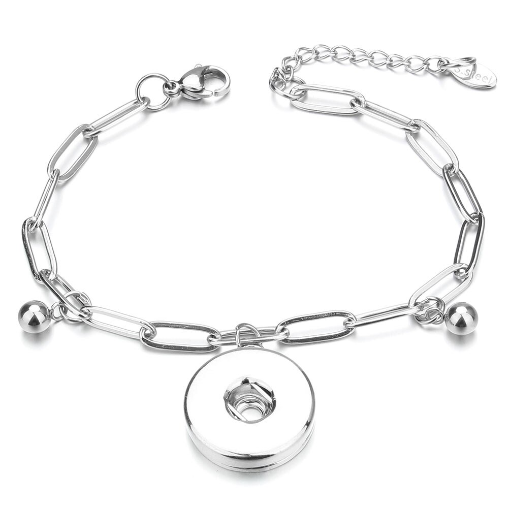 Stainless Steel Bracelet Snap Button Bracelet Bangle for Women Fit 12mm or 18mm Snap Buttons Interchangeable Charm Jewelry