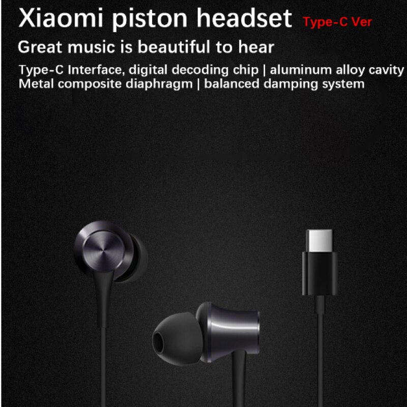 Coming Original Xiaomi Piston 3 Earphone Type-c Version In-Ear Mi Earphones Wire Control With Mic For Mobile Phone Headset