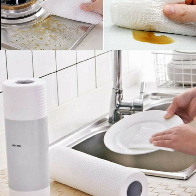 Ikke-vævet opvaskeklud rulle engangs rengøringshåndklæde til køkken aftørringsklud genanvendelig ikke-vævet vask rent håndklæde