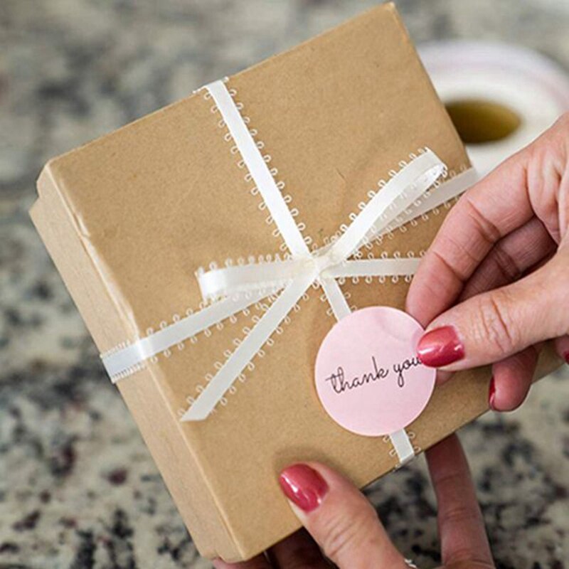 500 PcsThank You Pink Stickers for Company Giveaways Birthday Party Favors Labels Mailing Supplies Baking Label