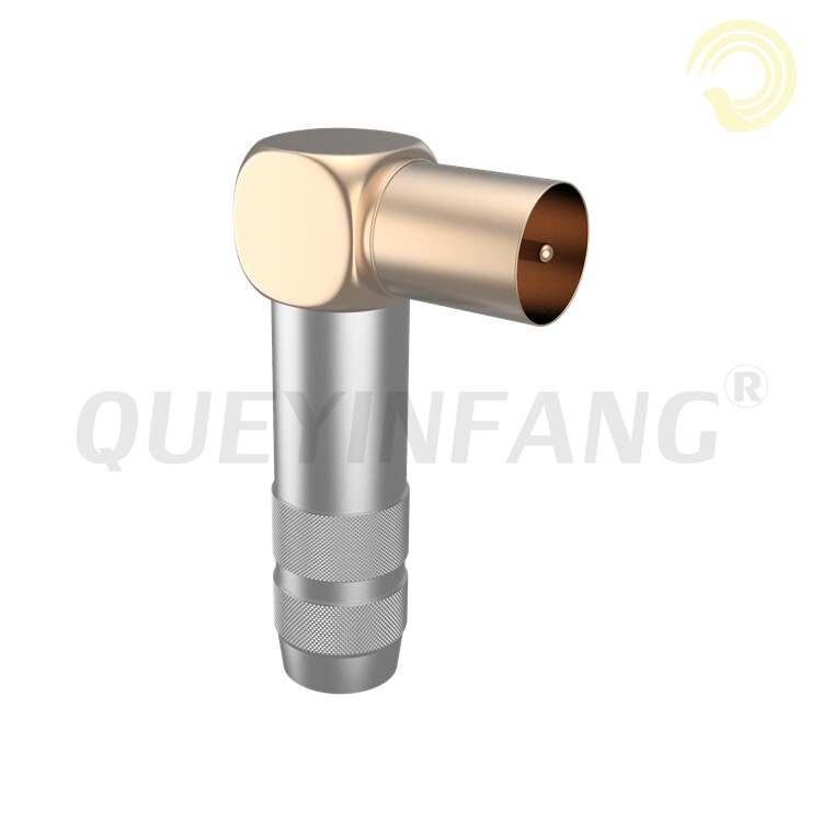 QUEYINFANG TV Plug Copper shell Television Male Plug TV Terminal Antenna Connector 90 Degrees TV Plug TV male Connector: Silver / 10PCS