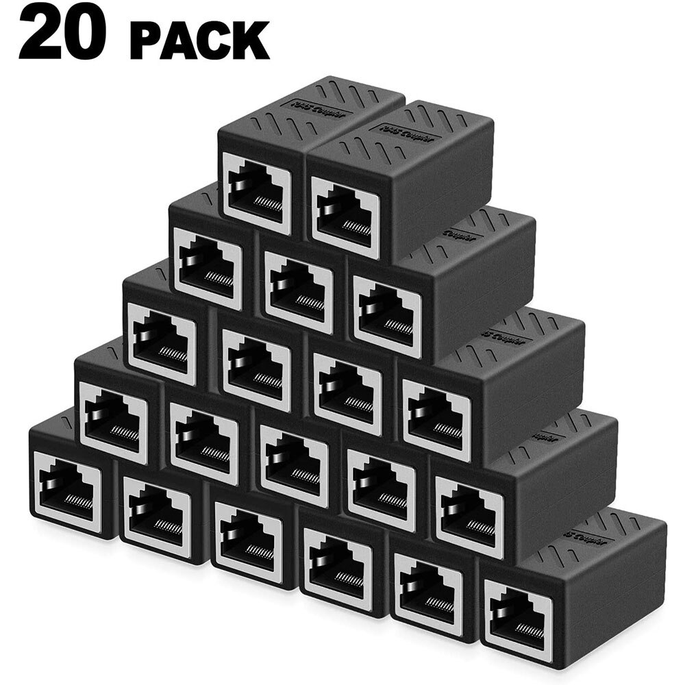 Ethernet-kaapelin jatkokappale ,rj45 cat 5 cat 6 cat 6a liitin, jatkoliitin - ethernet-liitin naaras-naaras: 20 kpl