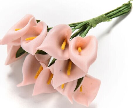 12 blomster / flok kunstige blomster calla lilje brude bryllup boligindretning buket hoved pe ægte berøring kunstig blomst: Lyserød